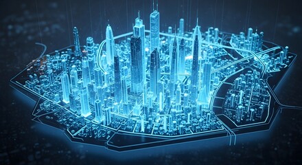 Digital Cityscape, Futuristic Skyline