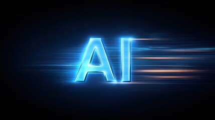 An illustration of the glowing text "AI" in the center, with a futuristic circuit board background in blue tones, symbolizing artificial intelligence.