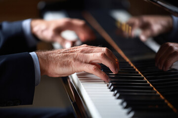 Obraz premium Close view of playing piano