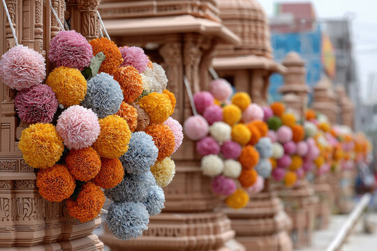 Ayodhya temple decorated for Vijayadashami.