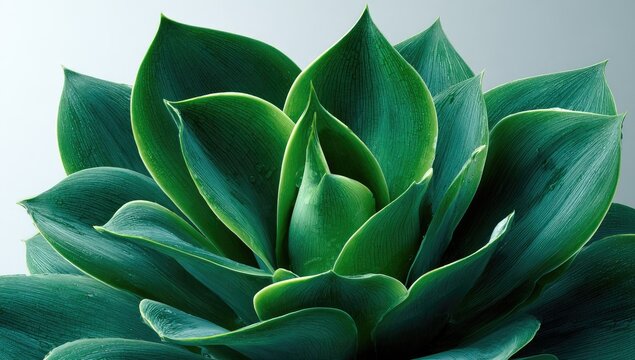 Close-up of vibrant green agave leaves