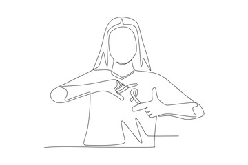 Breast cancer day concept one-line drawing