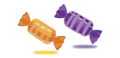 candy,sweet,wrapped 3d realistic colorful wrapped candies confectionery sugar sweets package food treats illustration