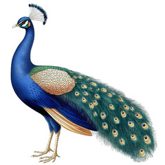 Watercolour clipart of a peacock