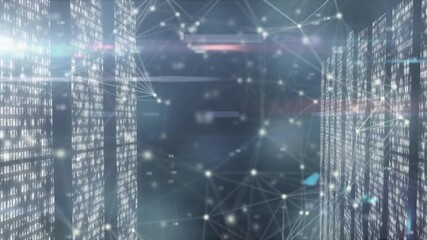 Animation of network connecting dots with financial data on digital interface - Powered by Adobe