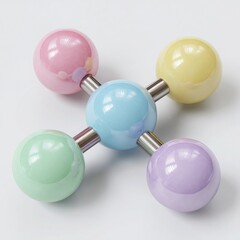 Pastel colored molecular model on white background