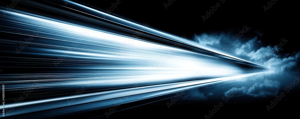 Poster a dynamic image showcasing light streaks against a dark background, evoking a sense of speed and mov