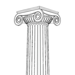 Ionic column capital isolated on white background