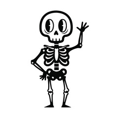 Cartoon skeleton waving isolated on white background