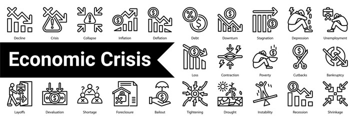 Economic Crisis icon sheet  collection