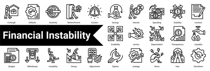 Financial Instability icon sheet  collection