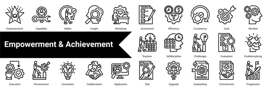 Empowerment And Achievement icon sheet  collection