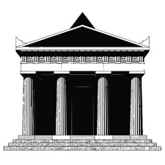 Illustration of a greek temple with columns and pediment