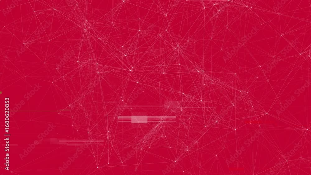 Aufkleber animation of lines connecting dots on red glitch digital interface