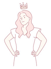 An artistic illustration depicting a confident woman adorned with a crown, symbolizing selfassurance and empowerment
