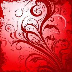 Red floral grunge design
