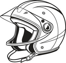 Detailed illustration of a motorcycle helmet with its visor open presented clearly on a clean white background