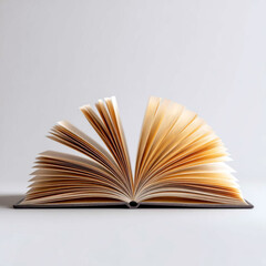  Open Book with Pages Fanned Out on a Neutral Background