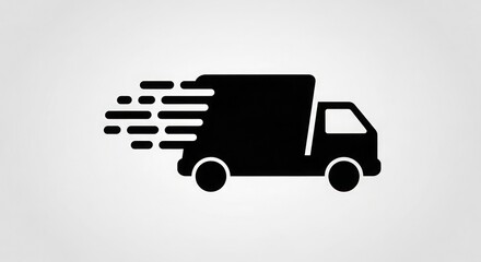 Fast delivery truck icon, speeding delivery service symbol.