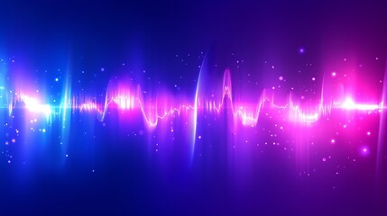 Vibrant Abstract Sound Wave/Music Equalizer, Blue-Pink Glowing Audio Waveforms, Dark Blue-Purple Gradient