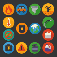 Flat Vector Hazard and Environment Icons Set