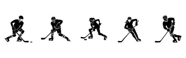 Obraz premium Ice Hockey Player Shooting the Puck Vector Icon