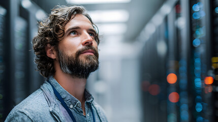 Portrait of IT Specialist in Data Center.