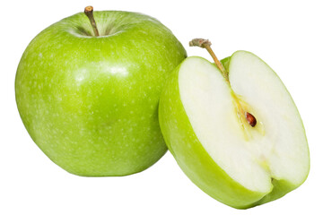 ripe tasty green apple with leaf isolated on white  Green apple Vibrant red apple with a fresh green leaf showcases healthy eating and natural beauty
