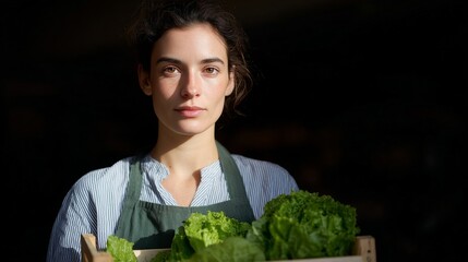 ```markdownSunlit ethnically ambiguous female gardener embraces the verdant abundance of leafy greens, celebrating World Sustainable Gastronomy Day```