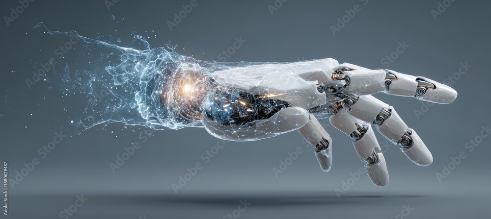 Aufkleber futuristic robot hand object. artificial intelligence engineer project. generative ai technology.