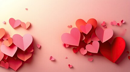 Happy ValentineÃ¢Â?Â?s Day poster or voucher featuring paper cut hearts, perfect for greeting cards.