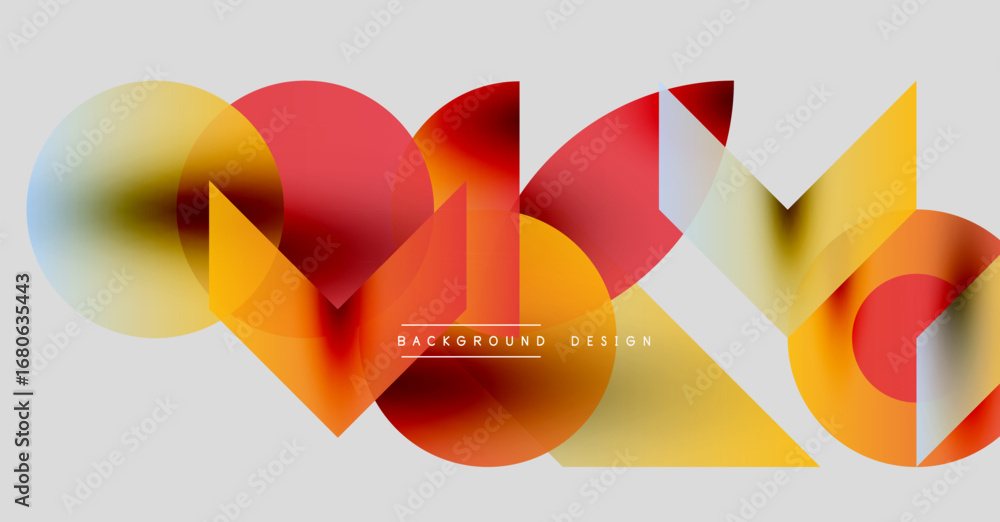 Aufkleber abstract geometric shapes overlap, creating vibrant color gradients. modern design elements suggest 