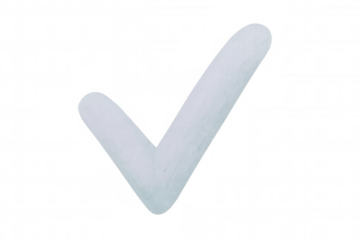 Hand-drawn watercolor check mark symbol, isolated on transparent background, ideal for indicating approval or completion