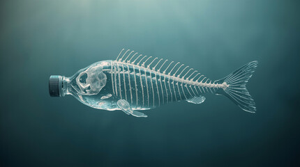 A fish skeleton made from a plastic bottle