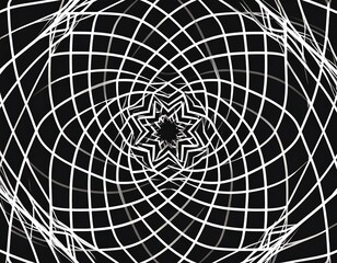 Obraz premium Intricate black and white pattern with radiating lines and a central star