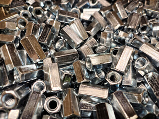 Metal nuts, DIY workshop equipment.
