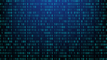 binary code digital background with futuristic blue technology design data stream cyber pattern glowing numbers for modern cyberspace and computer programming themes