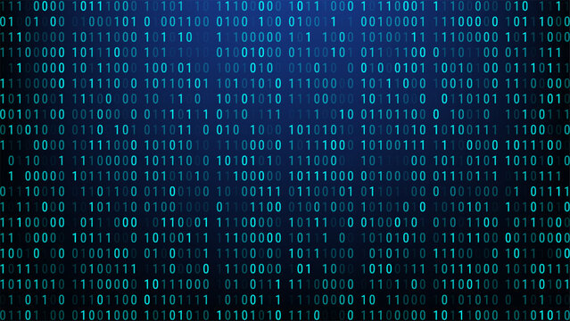 binary code digital background with futuristic blue technology design data stream cyber pattern glowing numbers for modern cyberspace and computer programming themes