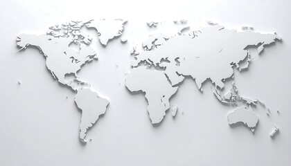 A simple, 3D world map.  Clean, minimalist design