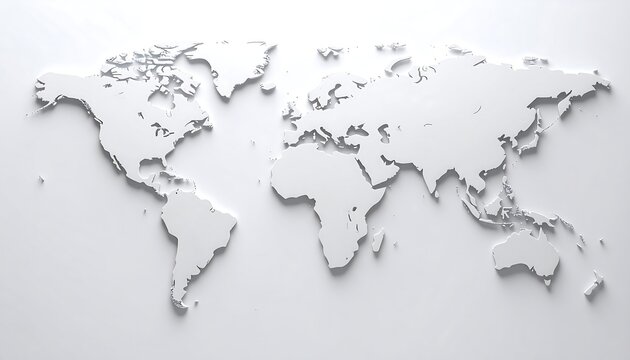 A simple, 3D world map.  Clean, minimalist design