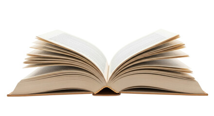 Open Thick Hardcover Book with Pages Fanned Out cutout isolated on transparent bg, png