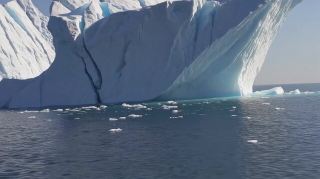 The serene and powerful beauty of a colossal iceberg floating in the frigid Arctic Ocean