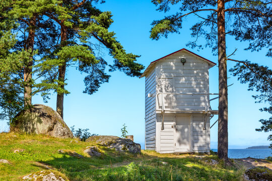 Wooden lighthouse. Kasmu village, Estonia