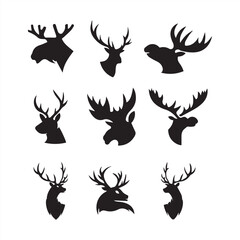 set of deer silhouettes