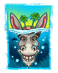 the face of a donkey in water