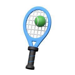 Tennis racket with ball showing outdoor competitive sport 3d icon