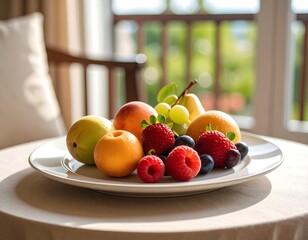 Fresh fruit platter on a table