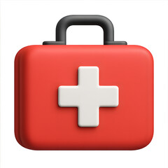 Obraz premium 3d first aid medicine box with plus icon. Vaccination medical equipment, emergency pack, hospital or ambulance safety bag. medical pharmacy medicament. 