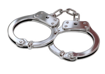 Close-up of a pair of metal handcuffs