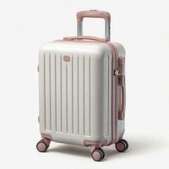 Fototapeta premium Silver Carry On Luggage with Pink Accents and Vertical Ribbing